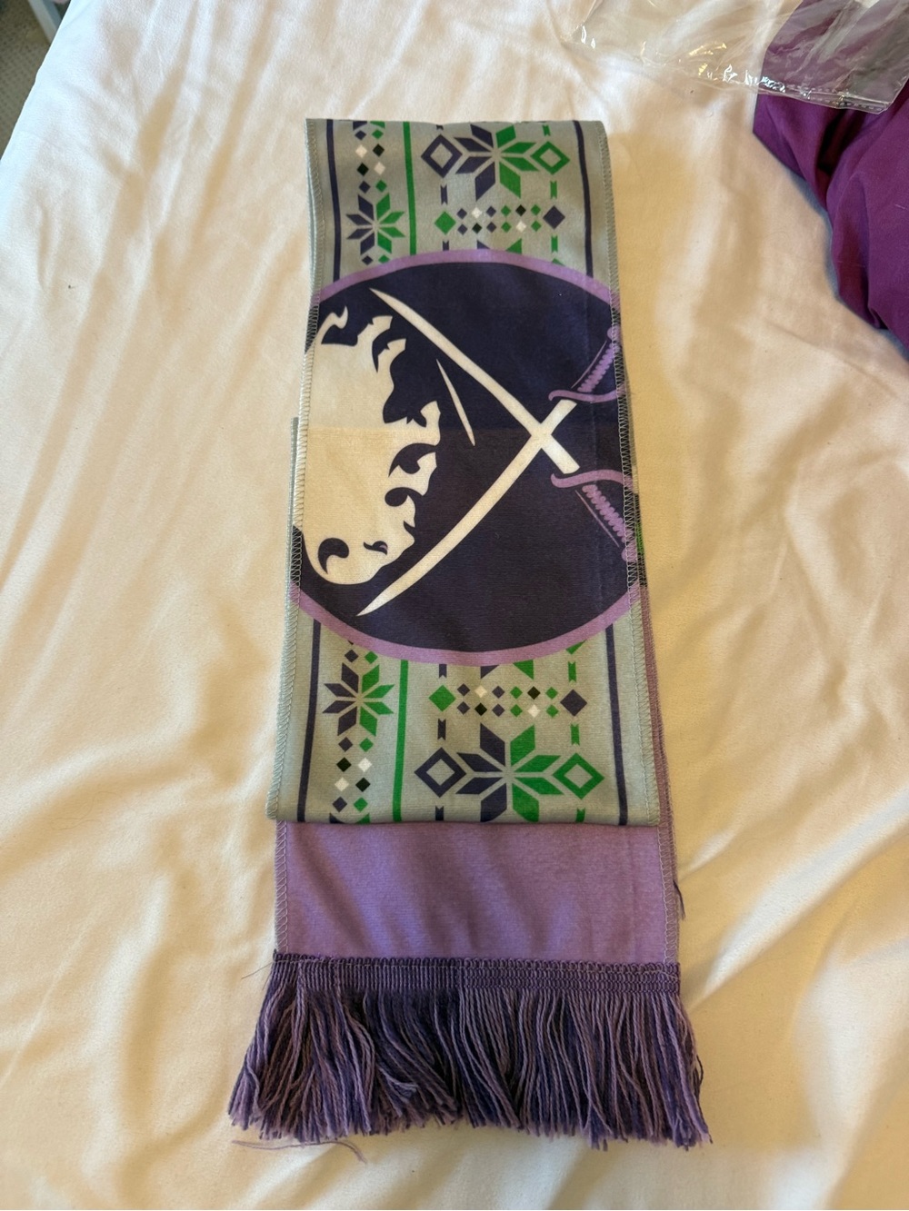 Buffalo Sabres Purple and Green Decorative Fringe Scarf
